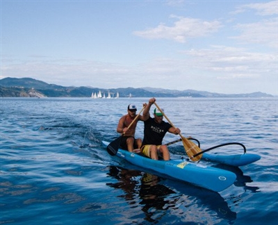 Outrigger Zone (Ozone) Tempest OC2 Outrigger Canoe at Paddle Dynamics/ Ozone Midwest