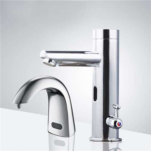 Fontana Florence Thermostatic Commercial Sensor Faucet with Automatic Sensor Soap Dispenser in Chrome