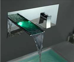 Lucania Wall Mounted LED Waterfall Architectural Design Bathroom Sink Faucet