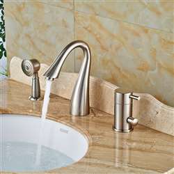 Laconian Brushed Nickel Hospitality Bathroom Sink Faucet with Handheld Shower