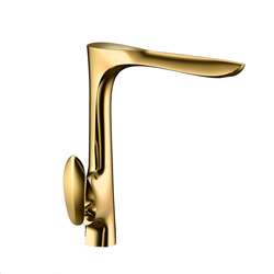 Hospitality Design Gold Tall Copper Single Handle Hotel Bathroom Sink Faucet