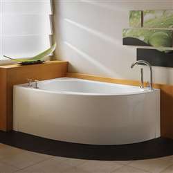 Contemporary White Corner 56 Gallons Bathroom Hotel Bathtub