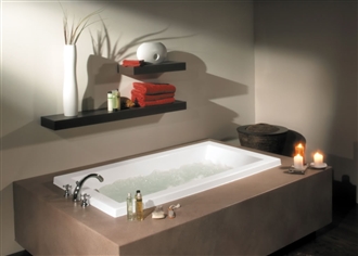 Under-Mount Acrylic 72" x 42" White Bathroom Luxury Hospitality Design Bathtub 