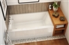 Narrow End Desk White Cubic Surface 60" x 32" x 22" Bathroom Luxury Hospitality Design Bathtub 