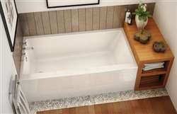 Narrow End Desk White Cubic Surface 60" x 32" x 22" Bathroom Luxury Hospitality Design Bathtub 