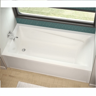 Modern & Wide Rectangular White 66" x 36" x 19" Bathroom Luxury Hospitality Design Bathtub 