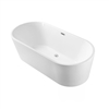 Rectangular Freestanding Acrylic White 59" x 28" x 23" Bathroom Luxury Hospitality Design Bathtub 