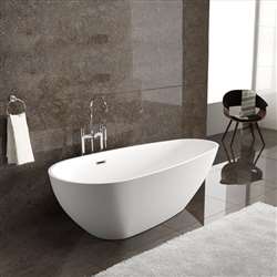 Acrylic Oval 55" x 29" x 23" White Freestanding Bathroom Luxury Hospitality Design Bathtub 