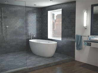 White Chrome Oval Freestanding 55" x 31" x 24" Bathroom Hospitality Design Bathtub 