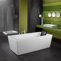 White Free Standing Comfort 60" x 32" Rectangular Bathroom Hospitality Design Bathtub 