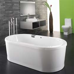 White Oval Free Standing Comfort 60" x 32" Bathroom Hospitality Bathtub 