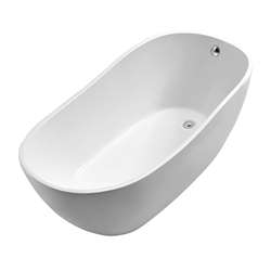 White Curve 67" x 29" x 25" Free-Standing Bathroom Hospitality Bathtub 