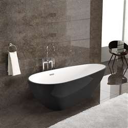 Oval Black & White Combination 63" x 30" x 23" Hotel Bathroom Bathtub