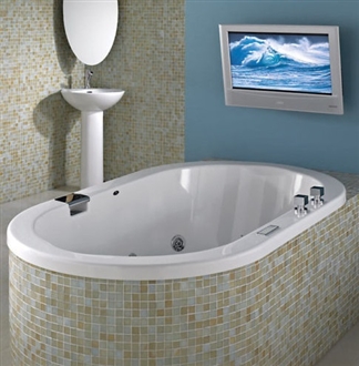 Modern Acrylic Oval 60" x 32" Bathroom Hospitality Bathtub 