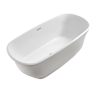 Modern Soaking Freestanding 59" x 29" x 23" Acrylic Bathroom Hospitality Bathtub 