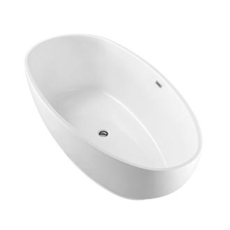 Modern Oval Freestanding 63" x 31" x 24" Acrylic Hospitality Luxury  Soaking Bathroom Bathtub