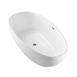 Modern Oval Freestanding 63" x 31" x 24" Acrylic Hospitality Luxury  Soaking Bathroom Bathtub