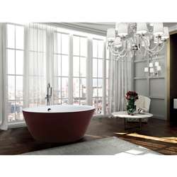 Luxury Hotel Design  Luxury White & Red Soaking 59" x 59" x 24" Freestanding Bathroom Bathtub