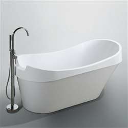 Architectural Design Elegant Free-Standing 69" x 30" x 31" White Bathroom Bathtub