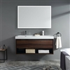 Hotel Modern Walnut Wall-Mount 48" Double with LED Mirror Bathroom Sink