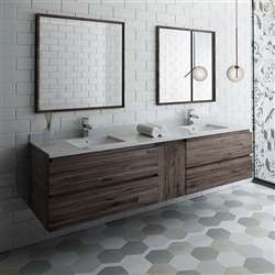 Best Hotel Bathroom Magnificent Beauty Acacia Wood Double Style 84" Wall Hung Bathroom Sink with Mirror