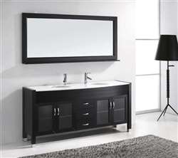 Hospitality Espresso Wood Double 71" Stone Top Bathroom Sink