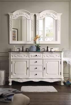 Hospitality Supplier of Antique White Luxury 60" Double Traditional Bathroom Sink