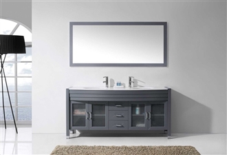 Fontana Grey Wooden 71" Double Bathroom Sink with Hotel Vanity Set