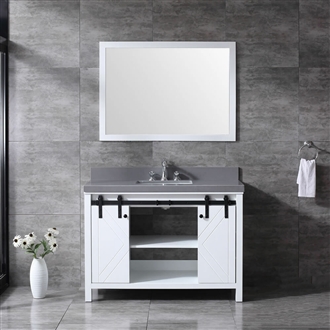 Fontana Solid Rubber 48" Hotel Vanity White with Grey Bathroom Sink