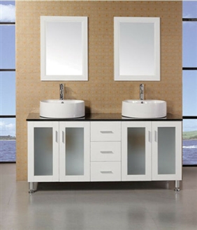 Fontana Solid Hotel Hardwood 60" Vanity White Bathroom Sink