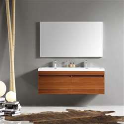 Fontana Hotel Double Vanity 57" with White Sink & Mirror