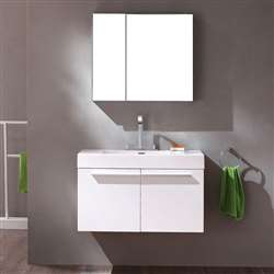 Hotel White Vanity 36" with White Acrylic Top & Medicine Cabinet