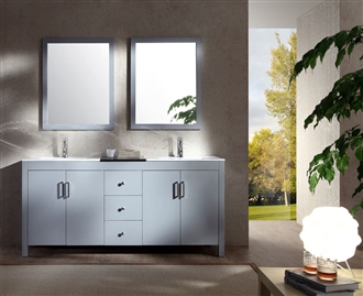 Fontana Grey Double 72" Sink Vanity Set with 2 Matching Mirror Set