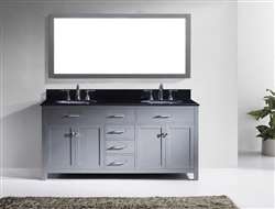 Fontana Double Grey/ Black Granite 72" Bathroom Sink 