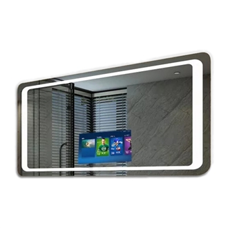 Fontana Multifunctional Smart Television Mirror With Rounded Corner And Soft Glow LED Lights