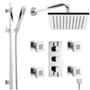 Hospitality Chrome Finish Square Hotel Shower Head System With 4 Body Massage Hotel Shower Jets