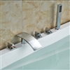 Abruzzo Chrome Finished Waterfall Spout Bathtub Mixer Faucet Countertop Roman Tub Filler