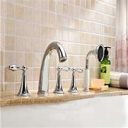 Afragola Chrome Finish Bathroom Tub Faucet Mixer Tap With Handheld Shower