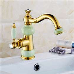 Aprilia Crystal And Jade Gold Bathroom Basin Sink Faucet