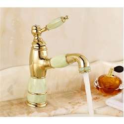 Apulia Brass and Jade Countertop Gold Bathroom Basin Sink Faucet