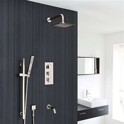 Fontana Liverpool Wall Mount Thermostatic Rainfall Shower Set System