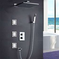 Annaba Air Booster Chrome Spout Wall Mounted Thermostat Shower Kit