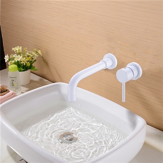 Geneva Matte Brass Wall Mounted Single Handle Bathroom Mixer Tap Basin Faucet White