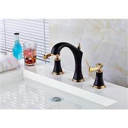 Saiyue Dual Handles Basin Sink Faucet Gold & Black Widespread Bathroom Mixer Taps