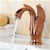 Luna Rose Gold Brass Swan Vanity Sink Faucet