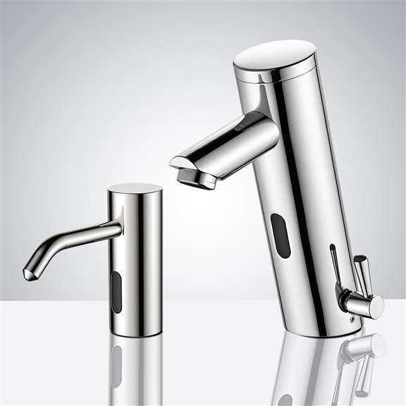 Platinum Commercial Automatic Temperature Control Thermostatic Sensor Tap with Matching Soap Dispenser