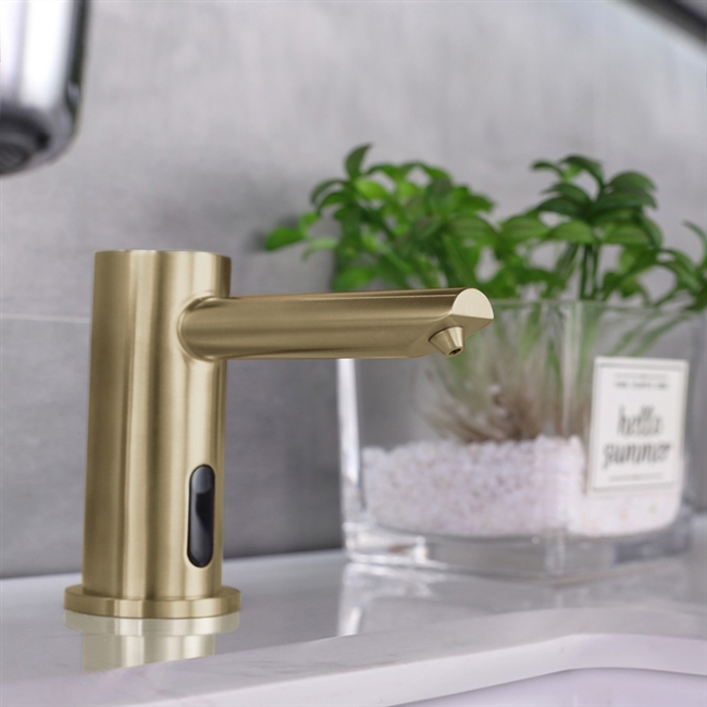 Solo Brushed Gold Touchless Motion Activated Sink Faucet and Soap Dispenser