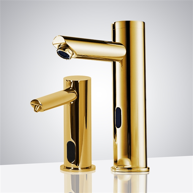 Solo Gold Touchless Motion Activated Sink Faucet and Soap Dispenser