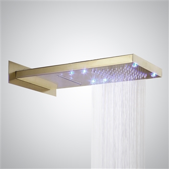 Hotel Lenox LED WaterFall/RainFall Gold Finish Shower Head