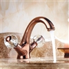 Euro Style Suex Rose Gold Sink Faucet Dual Crystal Handles